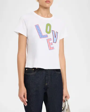 Cinq à Sept Love Collage Patch Cotton T-Shirt | Thumbnail 3 Cinq à Sept Love Collage Patch Cotton T-Shirt | Thumbnail 3