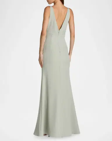 Mac Duggal Plunging Crepe Mermaid Gown | Thumbnail 2 Mac Duggal Plunging Crepe Mermaid Gown | Thumbnail 2