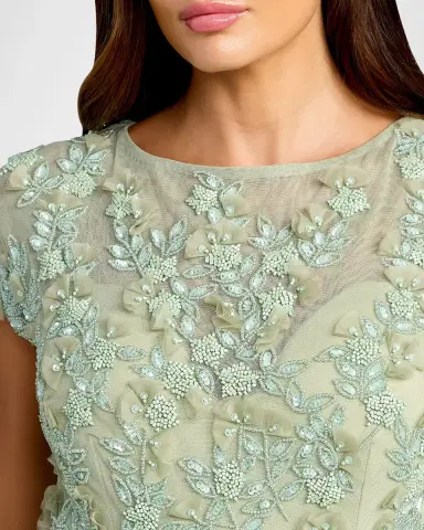 Mac Duggal Floral-Embellished Mesh Midi Dress | Thumbnail 3 Mac Duggal Floral-Embellished Mesh Midi Dress | Thumbnail 3
