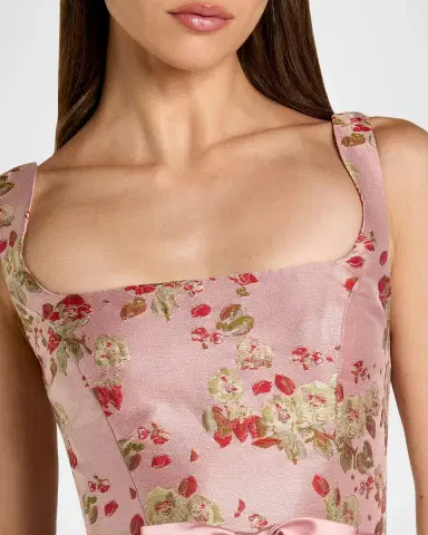 Mac Duggal Petite Floral Brocade Sleeveless A-Line Midi-Dress | Thumbnail 3 Mac Duggal Petite Floral Brocade Sleeveless A-Line Midi-Dress | Thumbnail 3