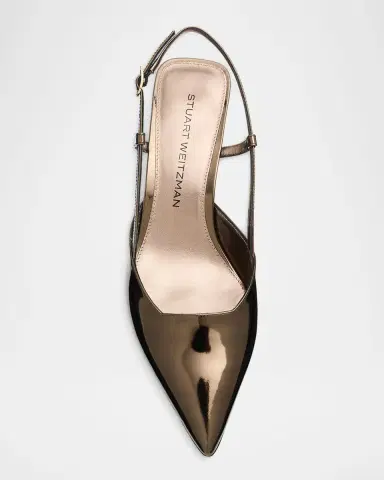 Stuart Weitzman Vinnie Metallic Kitten Slingback Pumps | Thumbnail 5 Stuart Weitzman Vinnie Metallic Kitten Slingback Pumps | Thumbnail 5