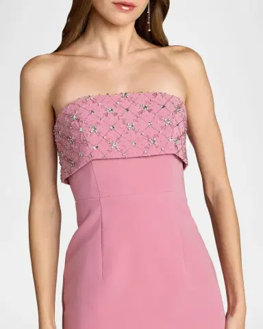 Mac Duggal Rhinestone-Embellished Crepe Strapless Cocktail Dress | Thumbnail 3 Mac Duggal Rhinestone-Embellished Crepe Strapless Cocktail Dress | Thumbnail 3