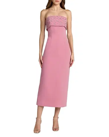 Mac Duggal Rhinestone-Embellished Crepe Strapless Cocktail Dress | Thumbnail 1 Mac Duggal Rhinestone-Embellished Crepe Strapless Cocktail Dress | Thumbnail 1