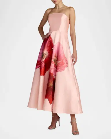 Mac Duggal Floral Mikado A-Line Strapless Cocktail Dress | Thumbnail 2 Mac Duggal Floral Mikado A-Line Strapless Cocktail Dress | Thumbnail 2
