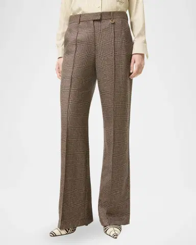 Burberry Rozalyn Check Pintuck Straight-Leg Trousers | Thumbnail 3 Burberry Rozalyn Check Pintuck Straight-Leg Trousers | Thumbnail 3