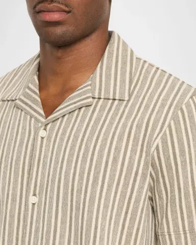 Vince Men 's Cabana Stripe Short-Sleeve Shirt | Thumbnail 4 Vince Men 's Cabana Stripe Short-Sleeve Shirt | Thumbnail 4