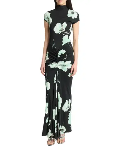 Alaïa Draped Floral-Print Jersey Maxi Dress | Thumbnail 1 Alaïa Draped Floral-Print Jersey Maxi Dress | Thumbnail 1