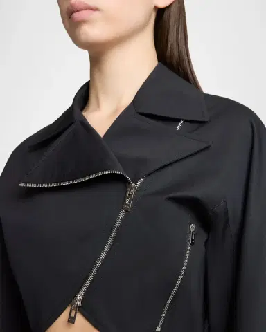 Alaïa Cropped Cotton Poplin Biker Jacket | Thumbnail 4 Alaïa Cropped Cotton Poplin Biker Jacket | Thumbnail 4