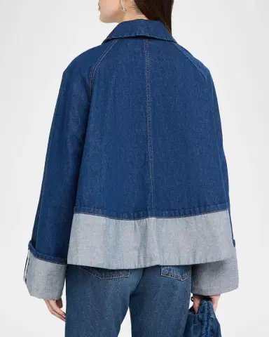 Brandon Maxwell Wells Trapeze Denim Jacket | Thumbnail 2 Brandon Maxwell Wells Trapeze Denim Jacket | Thumbnail 2