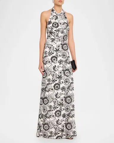 Ramy Brook Candice Floral Sequin Halter Gown | Thumbnail 3 Ramy Brook Candice Floral Sequin Halter Gown | Thumbnail 3