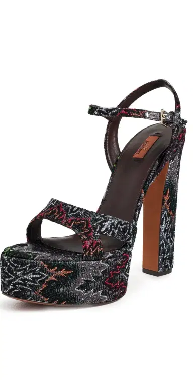 Missoni Angela Platform Heel Sandals Metallic Black 39 | Thumbnail 1 Missoni Angela Platform Heel Sandals Metallic Black 39 | Thumbnail 1