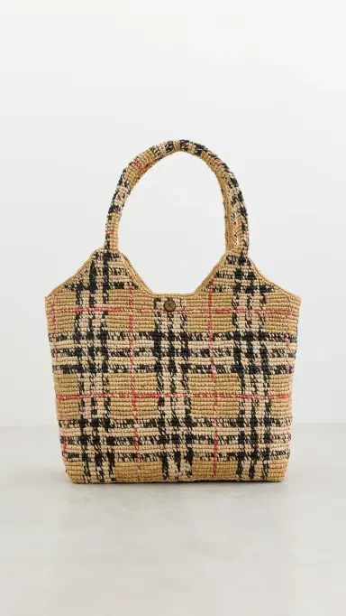 Burberry Margate Medium Raffia Tote Bag Sand One Size | Thumbnail 2 Burberry Margate Medium Raffia Tote Bag Sand One Size | Thumbnail 2
