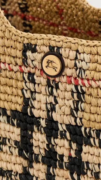 Burberry Margate Medium Raffia Tote Bag Sand One Size | Thumbnail 5 Burberry Margate Medium Raffia Tote Bag Sand One Size | Thumbnail 5