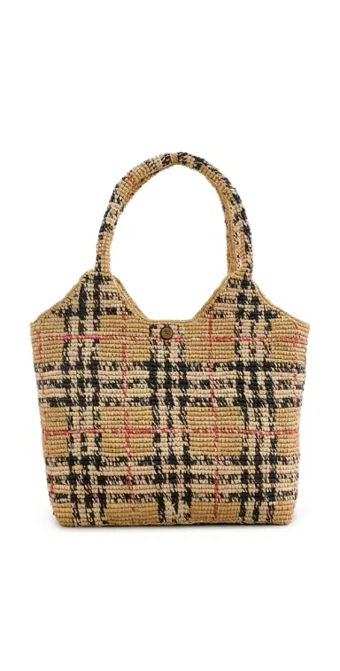 Burberry Margate Medium Raffia Tote Bag Sand One Size | Thumbnail 1 Burberry Margate Medium Raffia Tote Bag Sand One Size | Thumbnail 1