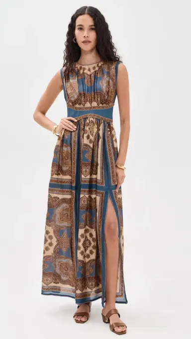 Zimmermann Mahon Waisted Silk Maxi Dress Dark Blue Paisley | Thumbnail 2 Zimmermann Mahon Waisted Silk Maxi Dress Dark Blue Paisley | Thumbnail 2