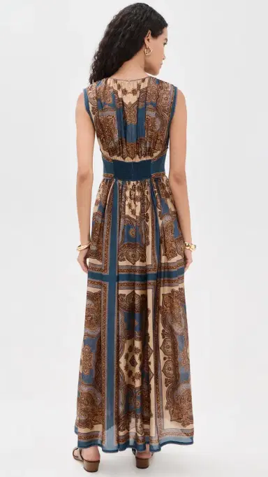Zimmermann Mahon Waisted Silk Maxi Dress Dark Blue Paisley | Thumbnail 3 Zimmermann Mahon Waisted Silk Maxi Dress Dark Blue Paisley | Thumbnail 3