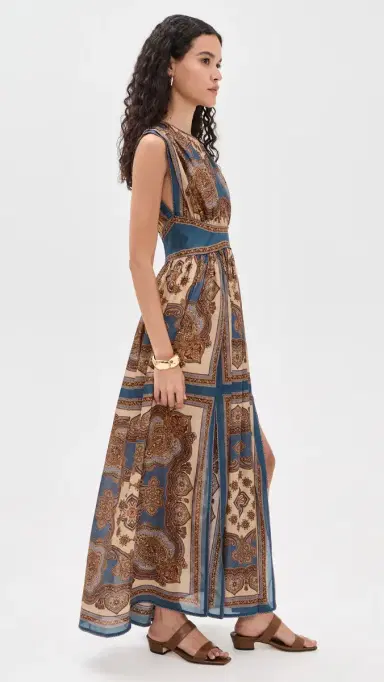Zimmermann Mahon Waisted Silk Maxi Dress Dark Blue Paisley | Thumbnail 4 Zimmermann Mahon Waisted Silk Maxi Dress Dark Blue Paisley | Thumbnail 4