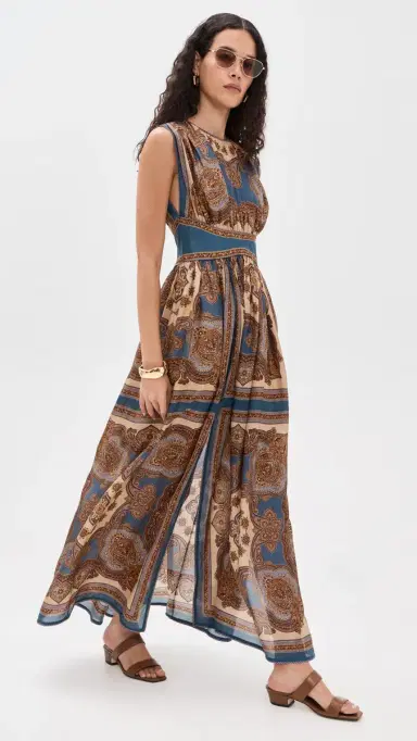 Zimmermann Mahon Waisted Silk Maxi Dress Dark Blue Paisley | Thumbnail 5 Zimmermann Mahon Waisted Silk Maxi Dress Dark Blue Paisley | Thumbnail 5