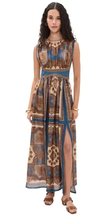 Zimmermann Mahon Waisted Silk Maxi Dress Dark Blue Paisley | Thumbnail 1 Zimmermann Mahon Waisted Silk Maxi Dress Dark Blue Paisley | Thumbnail 1