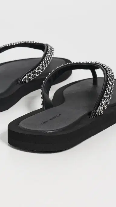 Tory Burch Kira Chain Flip Flops Perfect Black 6 | Thumbnail 4 Tory Burch Kira Chain Flip Flops Perfect Black 6 | Thumbnail 4