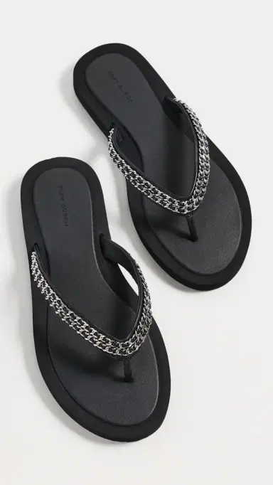 Tory Burch Kira Chain Flip Flops Perfect Black 6 | Thumbnail 5 Tory Burch Kira Chain Flip Flops Perfect Black 6 | Thumbnail 5