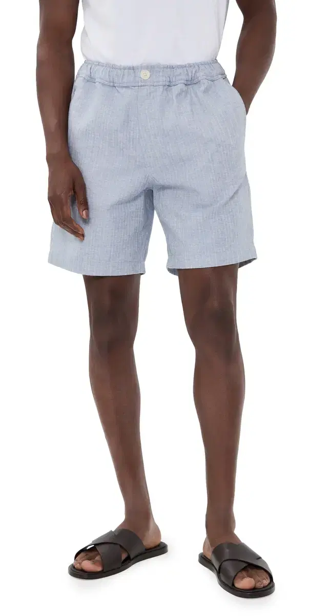 Kurt Cotton Linen Herringbone Shorts Light Blue Kurt Cotton Linen Herringbone Shorts Light Blue