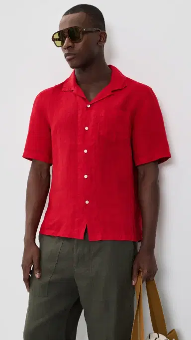 Alex Mill Camp Shirt in Linen Scarlet | Thumbnail 2 Alex Mill Camp Shirt in Linen Scarlet | Thumbnail 2