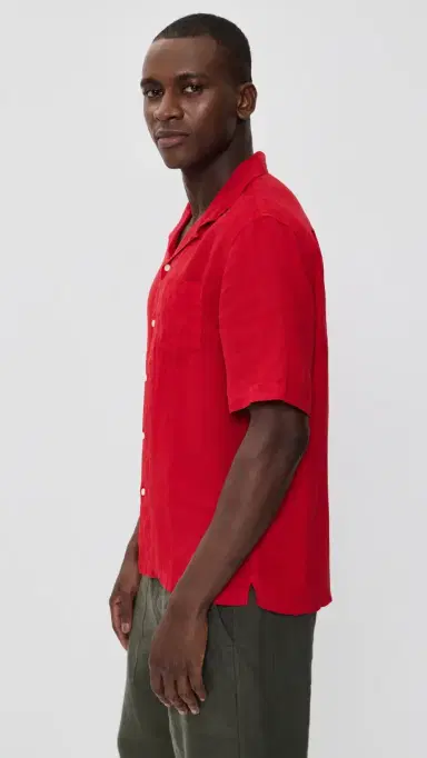 Alex Mill Camp Shirt in Linen Scarlet | Thumbnail 4 Alex Mill Camp Shirt in Linen Scarlet | Thumbnail 4