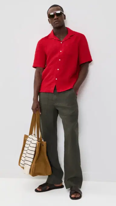Alex Mill Camp Shirt in Linen Scarlet | Thumbnail 5 Alex Mill Camp Shirt in Linen Scarlet | Thumbnail 5