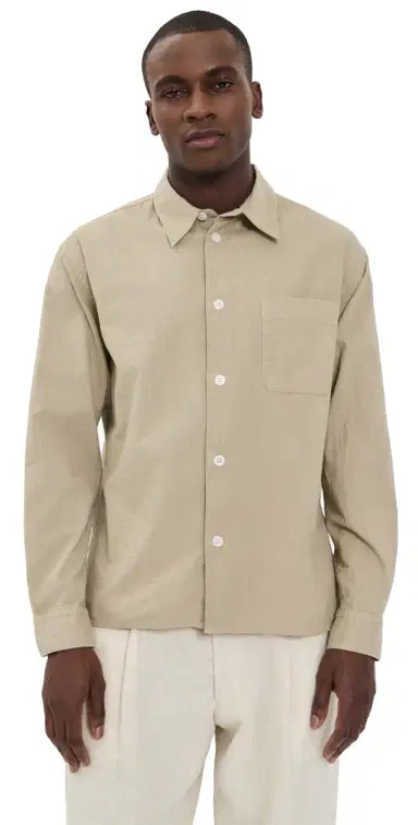 FRAME Textured Long Sleeve Shirt Dusty Beige | Thumbnail 1 FRAME Textured Long Sleeve Shirt Dusty Beige | Thumbnail 1