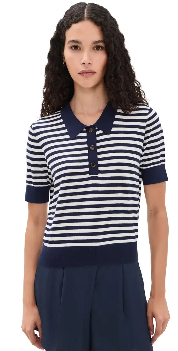 tripe Knit Polo Midnight/Chalk tripe Knit Polo Midnight/Chalk