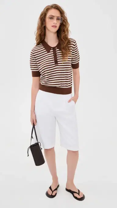 Renggli tripe Knit Polo Truffle/Ecru | Thumbnail 5 Renggli tripe Knit Polo Truffle/Ecru | Thumbnail 5