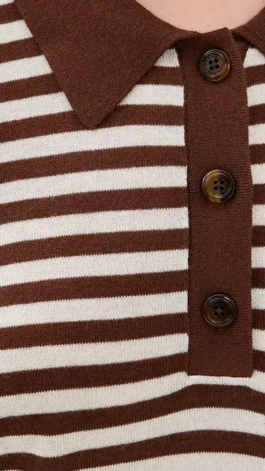 Renggli tripe Knit Polo Truffle/Ecru | Thumbnail 6 Renggli tripe Knit Polo Truffle/Ecru | Thumbnail 6