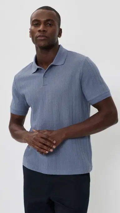 Vince Drop Needle tripe Polo Hawk Blue | Thumbnail 2 Vince Drop Needle tripe Polo Hawk Blue | Thumbnail 2