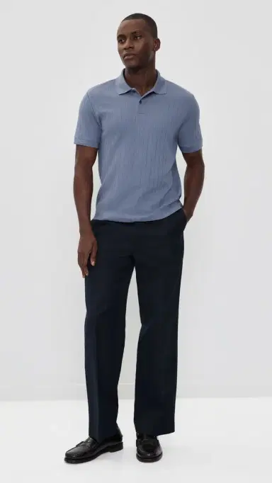 Vince Drop Needle tripe Polo Hawk Blue | Thumbnail 5 Vince Drop Needle tripe Polo Hawk Blue | Thumbnail 5