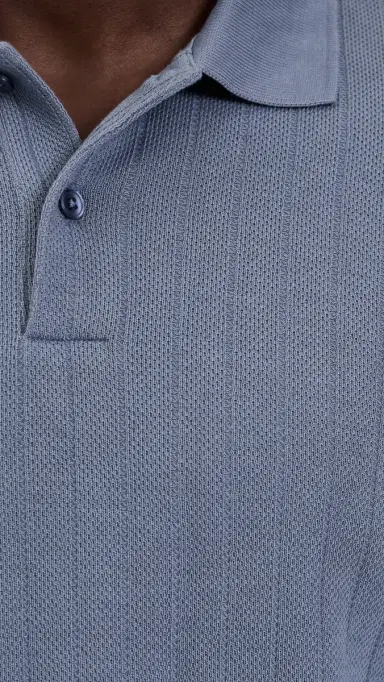 Vince Drop Needle tripe Polo Hawk Blue | Thumbnail 6 Vince Drop Needle tripe Polo Hawk Blue | Thumbnail 6