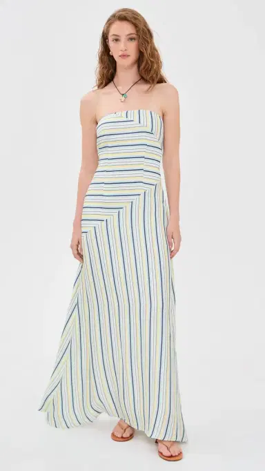 SEVEN WONDERS Calissa Maxi Dress Aqua/Lemon Stripe L | Thumbnail 2 SEVEN WONDERS Calissa Maxi Dress Aqua/Lemon Stripe L | Thumbnail 2