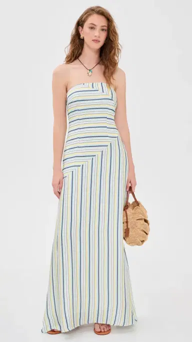 SEVEN WONDERS Calissa Maxi Dress Aqua/Lemon Stripe L | Thumbnail 5 SEVEN WONDERS Calissa Maxi Dress Aqua/Lemon Stripe L | Thumbnail 5