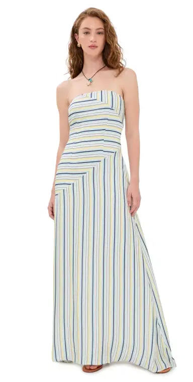 SEVEN WONDERS Calissa Maxi Dress Aqua/Lemon Stripe L | Thumbnail 1 SEVEN WONDERS Calissa Maxi Dress Aqua/Lemon Stripe L | Thumbnail 1