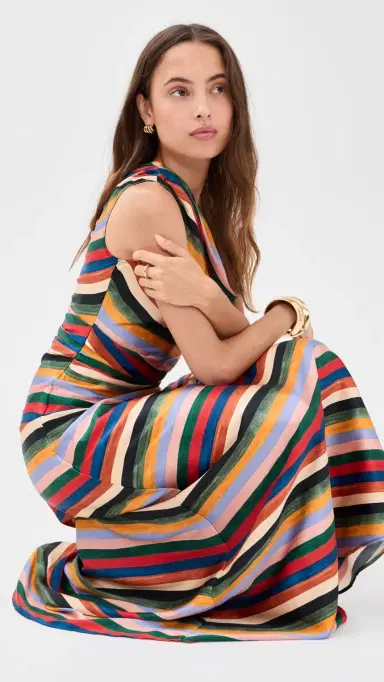STAUD Phare Silk Maxi Dress Artist Stripe | Thumbnail 2 STAUD Phare Silk Maxi Dress Artist Stripe | Thumbnail 2