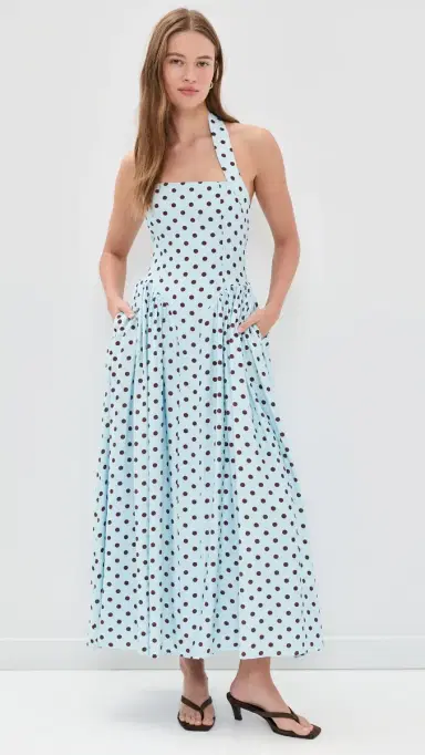Seven Wonders Sammi Midi Dress Sky Blue/Choc Polka | Thumbnail 2 Seven Wonders Sammi Midi Dress Sky Blue/Choc Polka | Thumbnail 2