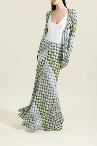 Missoni Long Knit Skirt - Green Light Blue White | Thumbnail 2 Missoni Long Knit Skirt - Green Light Blue White | Thumbnail 2