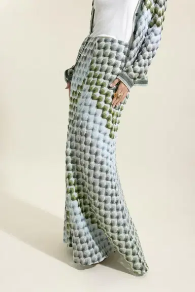 Missoni Long Knit Skirt - Green Light Blue White | Thumbnail 3 Missoni Long Knit Skirt - Green Light Blue White | Thumbnail 3