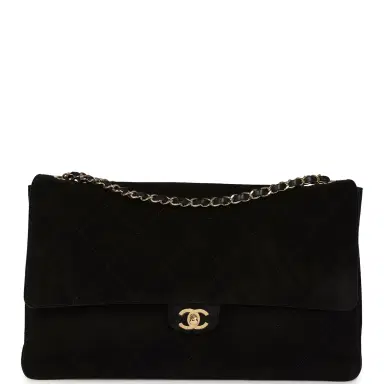 Chanel Chanel Maxi "Souplissimo" Large Flap Bag Black Suede Gold Hardware | Thumbnail 1 Chanel Chanel Maxi "Souplissimo" Large Flap Bag Black Suede Gold Hardware | Thumbnail 1