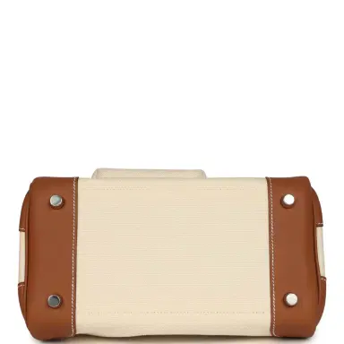 HERMÈS Hermes Birkin 25 Cargo Ecru Toile Goeland and Gold Swift Palladium Hardware | Thumbnail 6 HERMÈS Hermes Birkin 25 Cargo Ecru Toile Goeland and Gold Swift Palladium Hardware | Thumbnail 6