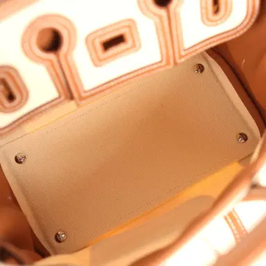 HERMÈS Hermes Birkin 25 Cargo Ecru Toile Goeland and Gold Swift Palladium Hardware | Thumbnail 8 HERMÈS Hermes Birkin 25 Cargo Ecru Toile Goeland and Gold Swift Palladium Hardware | Thumbnail 8