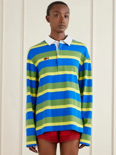 Staud +da Adolfo Gavin Striped Logo-embroidered Cotton-blend Shirt | Thumbnail 3 Staud +da Adolfo Gavin Striped Logo-embroidered Cotton-blend Shirt | Thumbnail 3