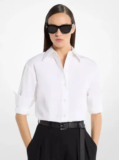 Michael Kors Collection Katia Cotton Poplin Shirt in | Thumbnail 2 Michael Kors Collection Katia Cotton Poplin Shirt in | Thumbnail 2