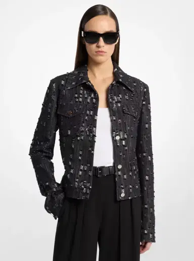 Michael Kors Collection Frayed Denim Jacket | Thumbnail 3 Michael Kors Collection Frayed Denim Jacket | Thumbnail 3