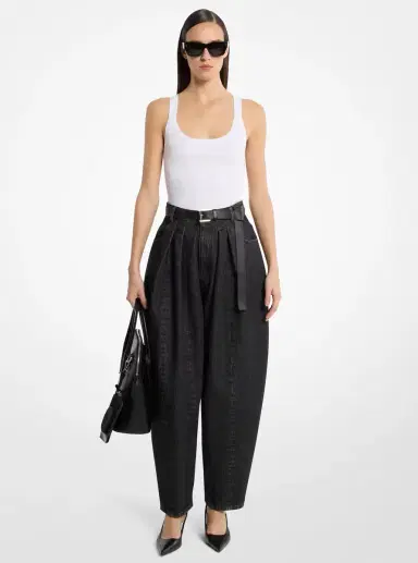 Michael Kors Collection Courtney Pleated Denim Barrel Jeans | Thumbnail 2 Michael Kors Collection Courtney Pleated Denim Barrel Jeans | Thumbnail 2